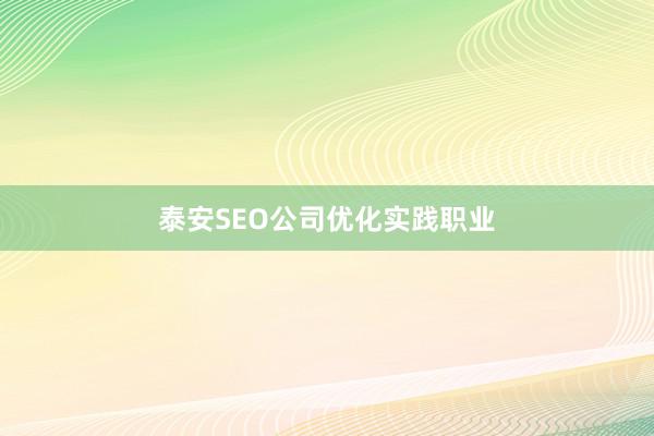泰安SEO公司优化实践职业